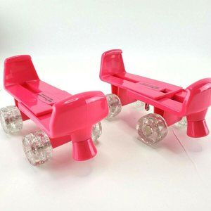 1 Set (2) of Build A Bear Snap on Roller Skates Pink Adjustable to Fit Size EUC